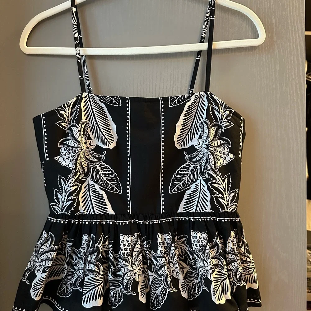 NWT Small Banjanan Black and White Embellished Peplum Camisole - Picture 1 of 4